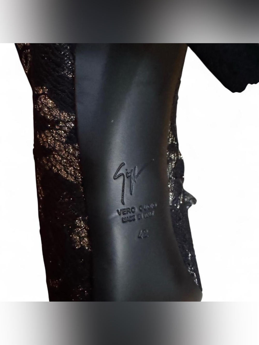 Giuseppe Zanotti Black and gold lace ankle boots with high heel size 42 - Picture 7 of 8